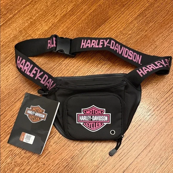 Harley-Davidson Black & Pink Belt Logo Belt Bag - Picture 1 of 3